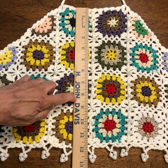 Crocheted Vest Halter Womens OOAK Boho Hippie Bare Back Artisan - Picture 6 of 7